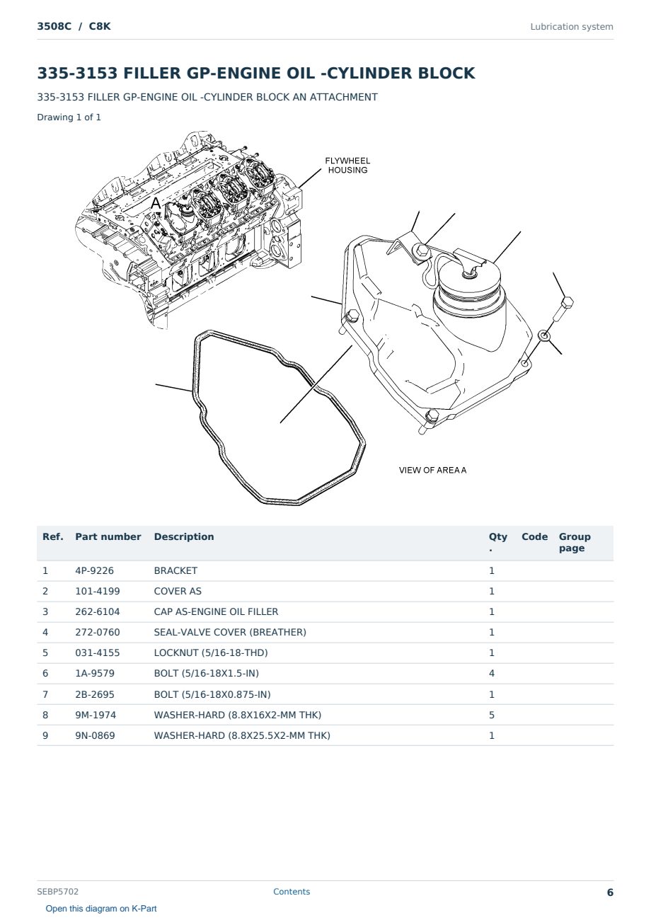 Caterpillar 3508C S/N C8K Partsbook SEBP5702 (English) - sample page 6 of 10 Caterpillar 3508C S/N C8K Partsbook SEBP5702 (English) - sample page 6 of 10