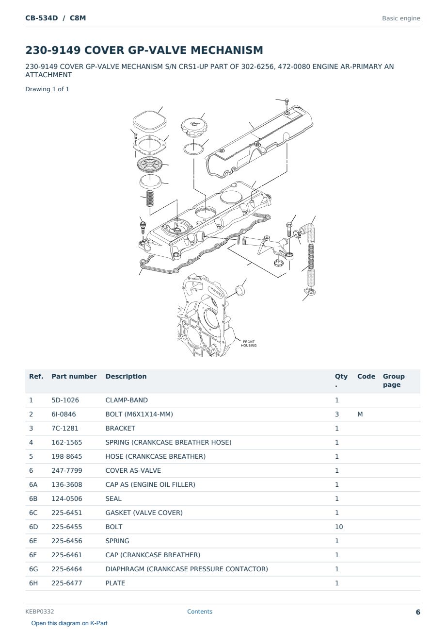 Caterpillar CB-534D S/N C8M Partsbook KEBP0332 (English) - sample page 6 of 10 Caterpillar CB-534D S/N C8M Partsbook KEBP0332 (English) - sample page 6 of 10