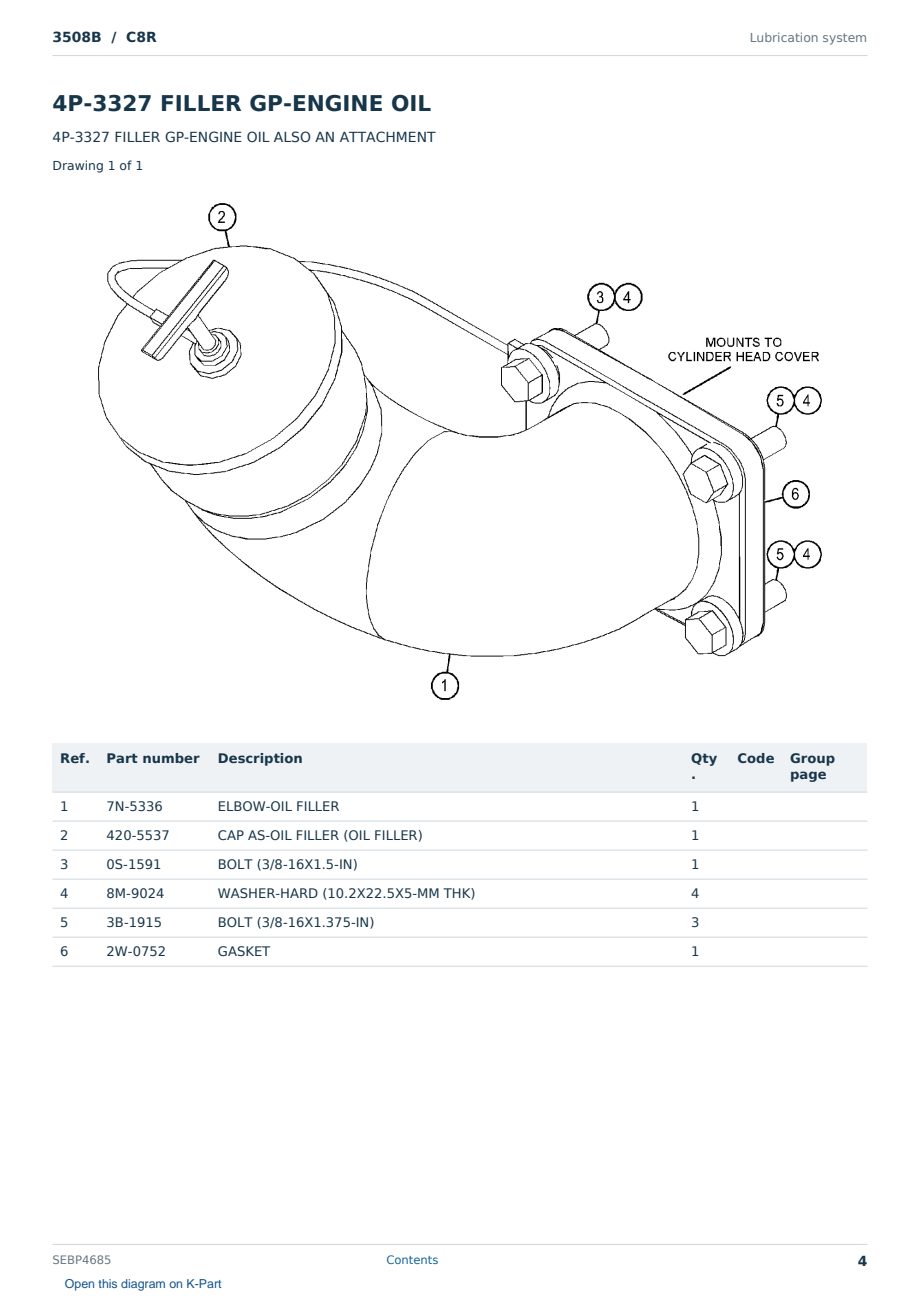 Caterpillar 3508B S/N C8R Partsbook SEBP4685 (English) - sample page 4 of 10 Caterpillar 3508B S/N C8R Partsbook SEBP4685 (English) - sample page 4 of 10