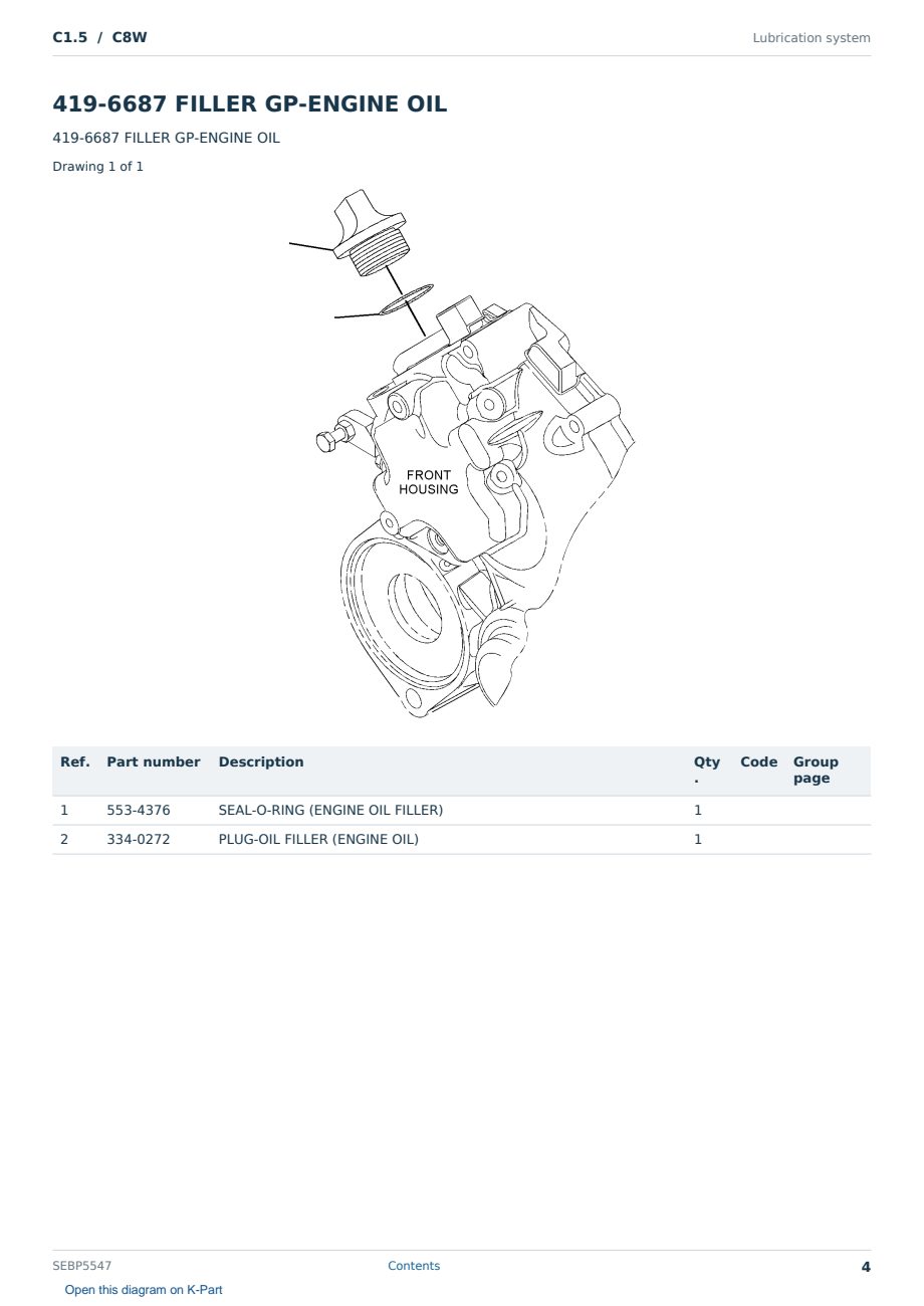 Caterpillar C1.5 S/N C8W Partsbook SEBP5547 (English) - sample page 4 of 10 Caterpillar C1.5 S/N C8W Partsbook SEBP5547 (English) - sample page 4 of 10