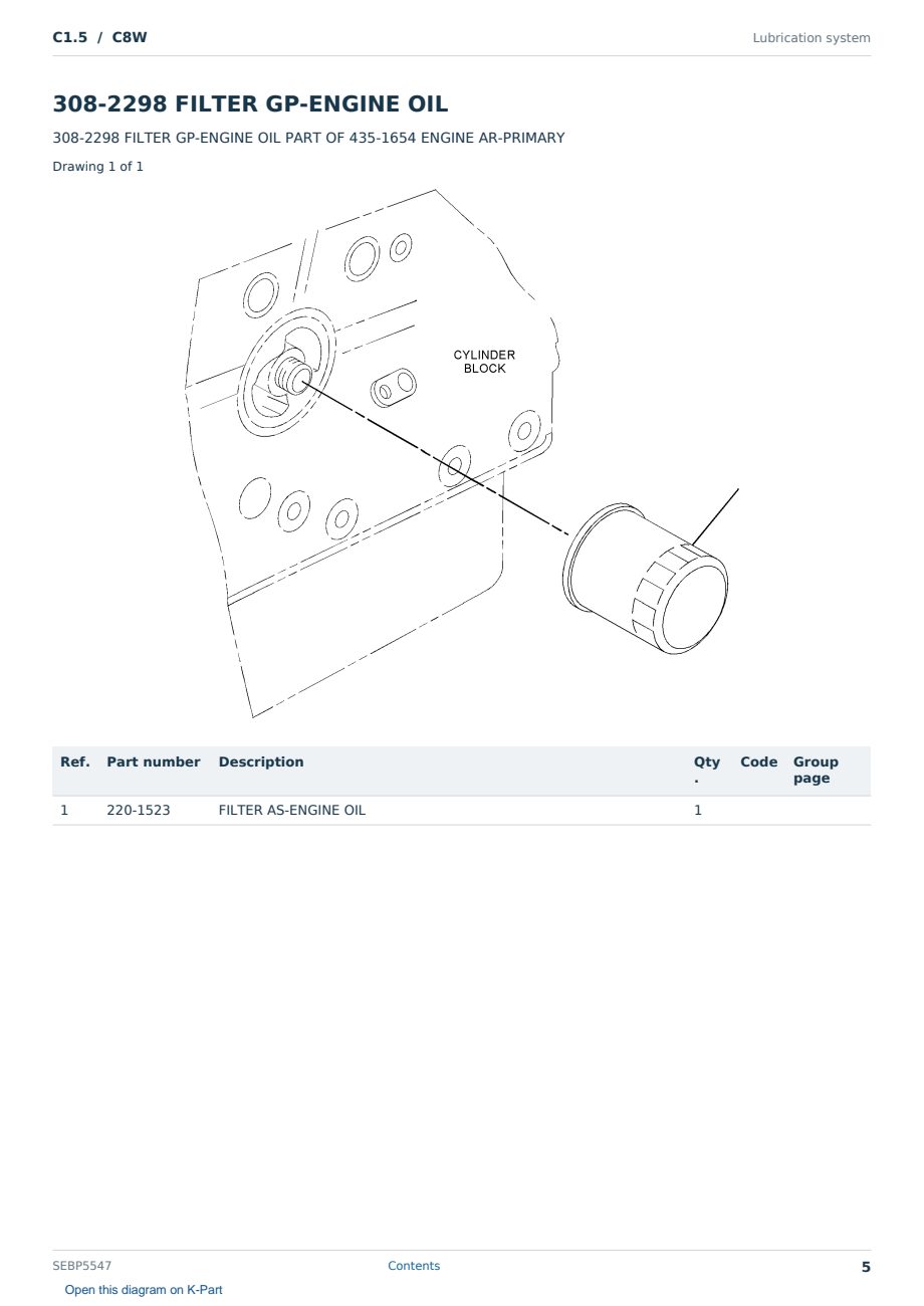 Caterpillar C1.5 S/N C8W Partsbook SEBP5547 (English) - sample page 5 of 10 Caterpillar C1.5 S/N C8W Partsbook SEBP5547 (English) - sample page 5 of 10
