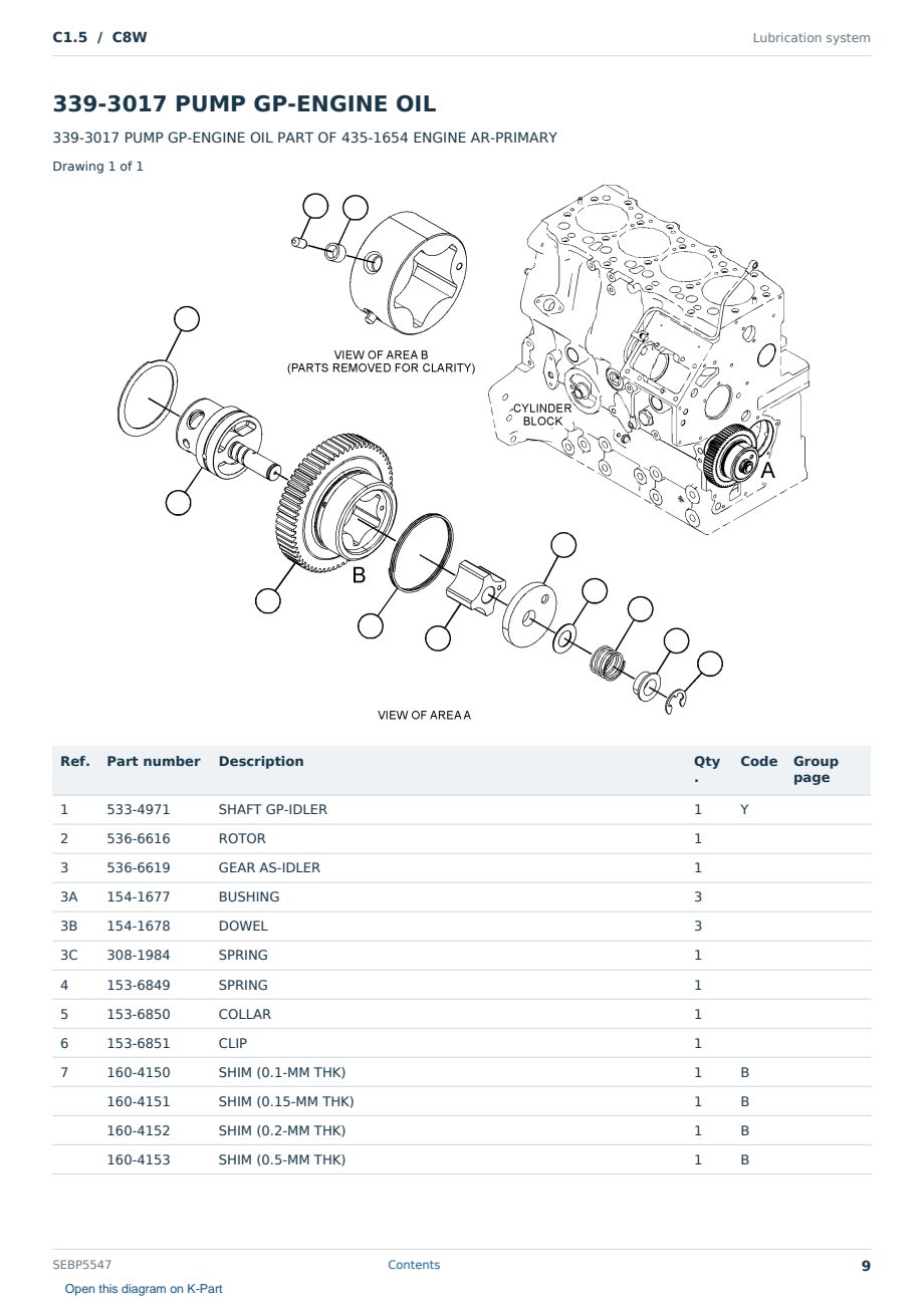 Caterpillar C1.5 S/N C8W Partsbook SEBP5547 (English) - sample page 9 of 10 Caterpillar C1.5 S/N C8W Partsbook SEBP5547 (English) - sample page 9 of 10