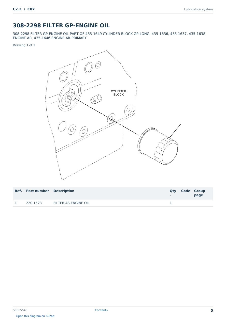 Caterpillar C2.2 S/N C8Y Partsbook SEBP5548 (English) - sample page 5 of 10 Caterpillar C2.2 S/N C8Y Partsbook SEBP5548 (English) - sample page 5 of 10