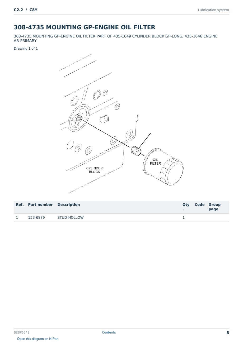 Caterpillar C2.2 S/N C8Y Partsbook SEBP5548 (English) - sample page 8 of 10 Caterpillar C2.2 S/N C8Y Partsbook SEBP5548 (English) - sample page 8 of 10