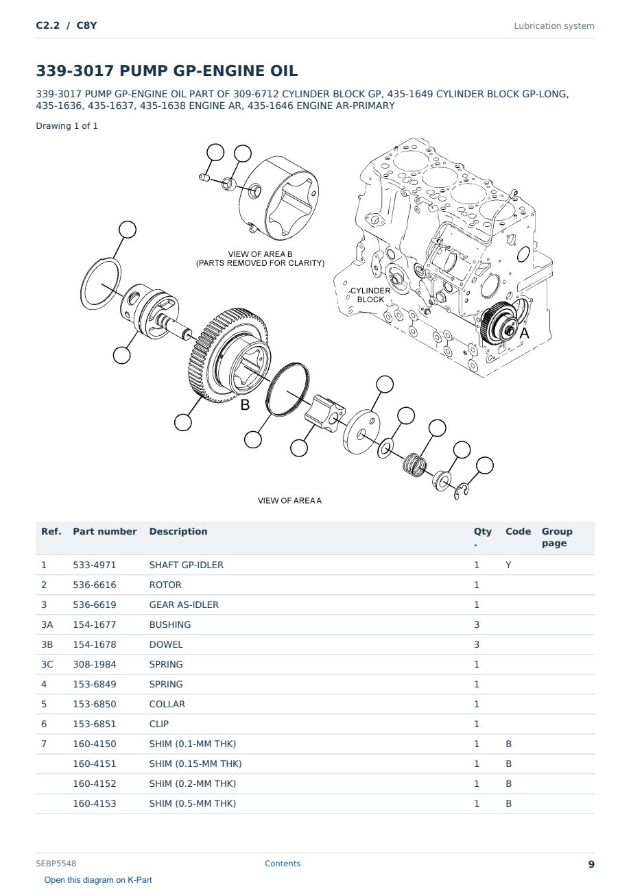 Caterpillar C2.2 S/N C8Y Partsbook SEBP5548 (English) - sample page 9 of 10 Caterpillar C2.2 S/N C8Y Partsbook SEBP5548 (English) - sample page 9 of 10