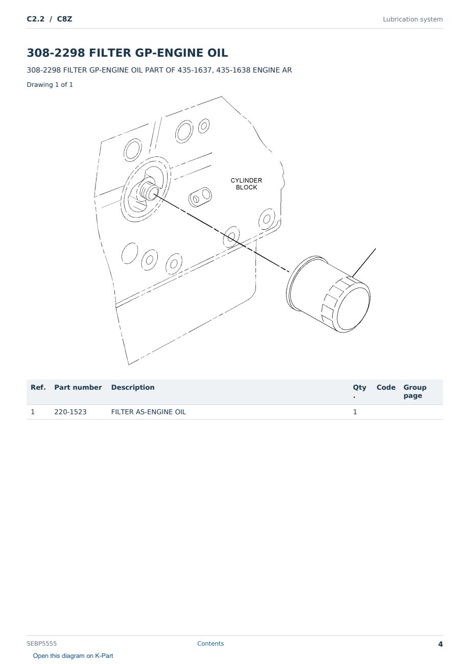 Caterpillar C2.2 S/N C8Z Partsbook SEBP5555 (English) - sample page 4 of 10 Caterpillar C2.2 S/N C8Z Partsbook SEBP5555 (English) - sample page 4 of 10