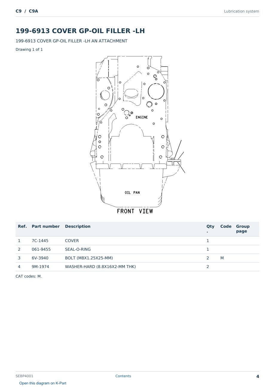 Caterpillar C9 S/N C9A Partsbook SEBP4001 (English) - sample page 4 of 10 Caterpillar C9 S/N C9A Partsbook SEBP4001 (English) - sample page 4 of 10