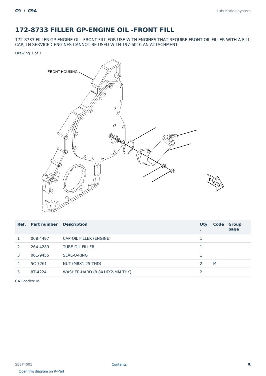 Caterpillar C9 S/N C9A Partsbook SEBP4001 (English) - sample page 5 of 10 Caterpillar C9 S/N C9A Partsbook SEBP4001 (English) - sample page 5 of 10