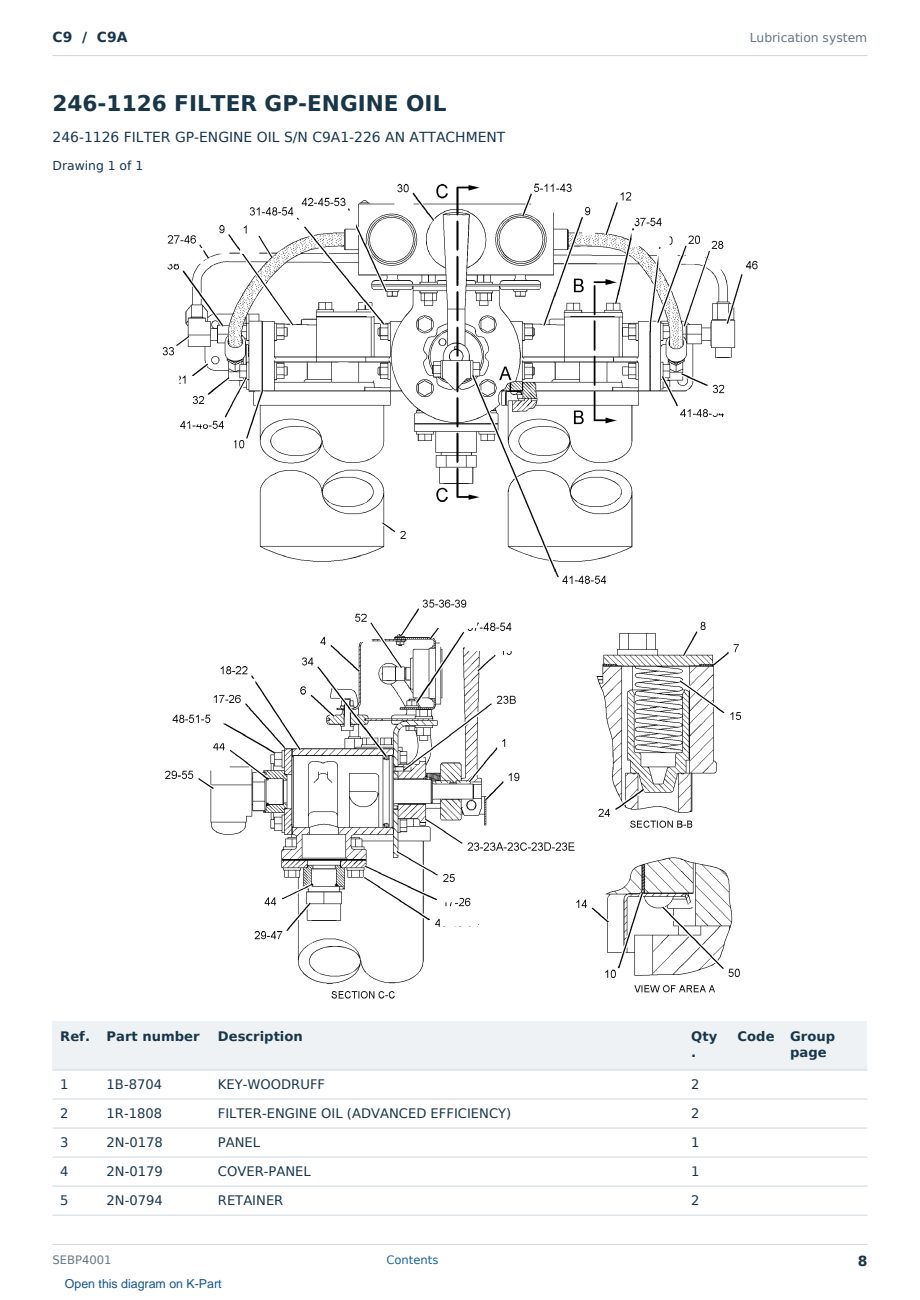 Caterpillar C9 S/N C9A Partsbook SEBP4001 (English) - sample page 8 of 10 Caterpillar C9 S/N C9A Partsbook SEBP4001 (English) - sample page 8 of 10