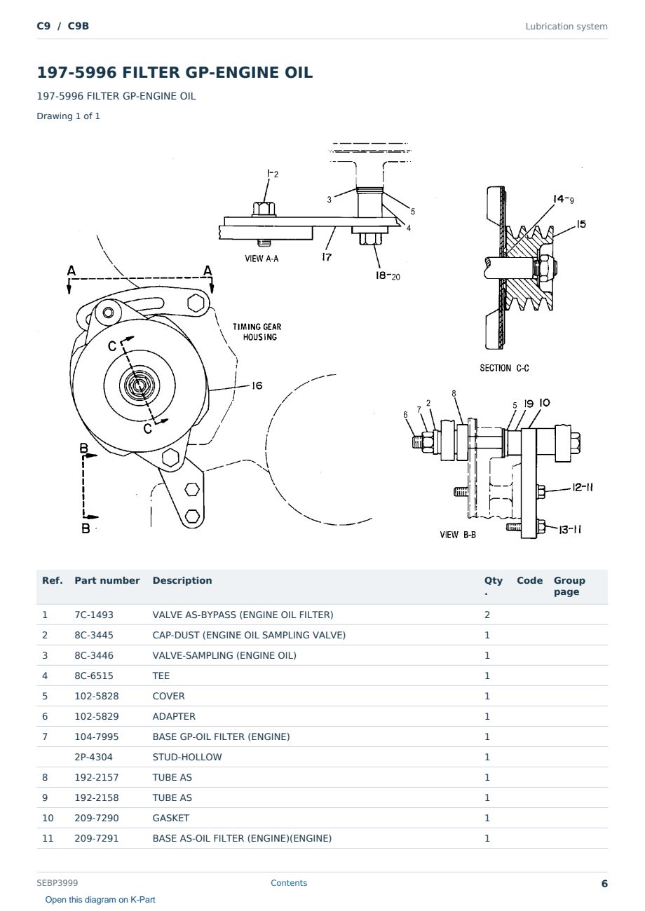 Caterpillar C9 S/N C9B Partsbook SEBP3999 (English) - sample page 6 of 10 Caterpillar C9 S/N C9B Partsbook SEBP3999 (English) - sample page 6 of 10