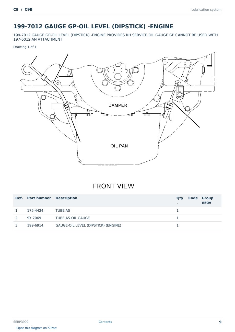 Caterpillar C9 S/N C9B Partsbook SEBP3999 (English) - sample page 9 of 10 Caterpillar C9 S/N C9B Partsbook SEBP3999 (English) - sample page 9 of 10