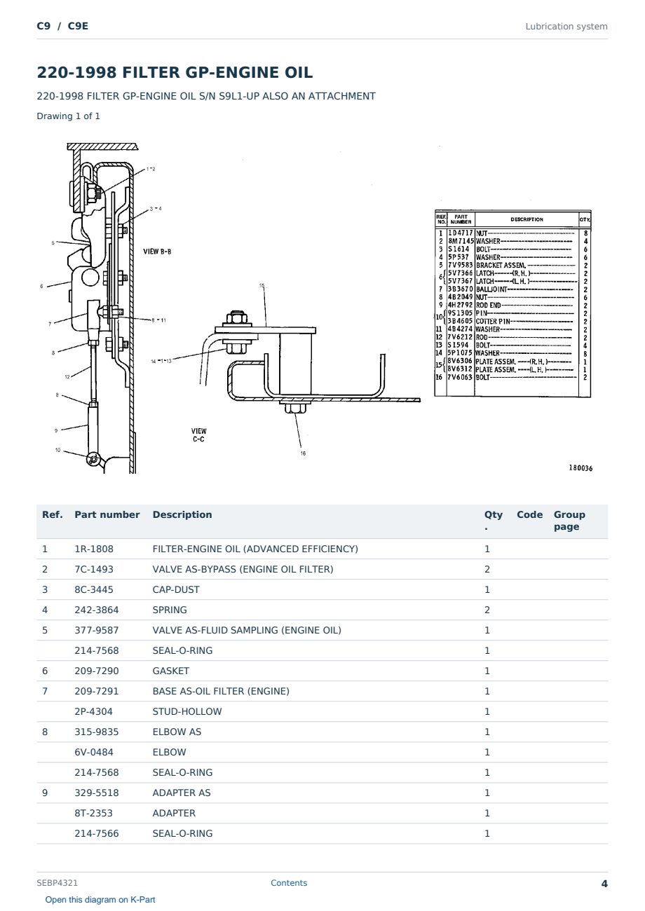 Caterpillar C9 S/N C9E Partsbook SEBP4321 (English) - sample page 4 of 10 Caterpillar C9 S/N C9E Partsbook SEBP4321 (English) - sample page 4 of 10