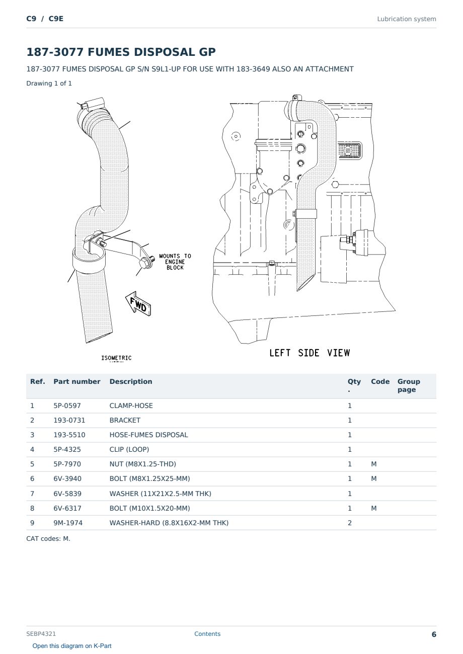 Caterpillar C9 S/N C9E Partsbook SEBP4321 (English) - sample page 6 of 10 Caterpillar C9 S/N C9E Partsbook SEBP4321 (English) - sample page 6 of 10
