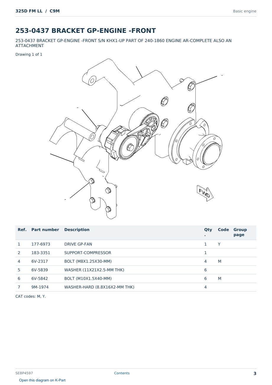 Caterpillar 325D FM LL S/N C9M Partsbook SEBP4597 (English) - sample page 3 of 10 Caterpillar 325D FM LL S/N C9M Partsbook SEBP4597 (English) - sample page 3 of 10