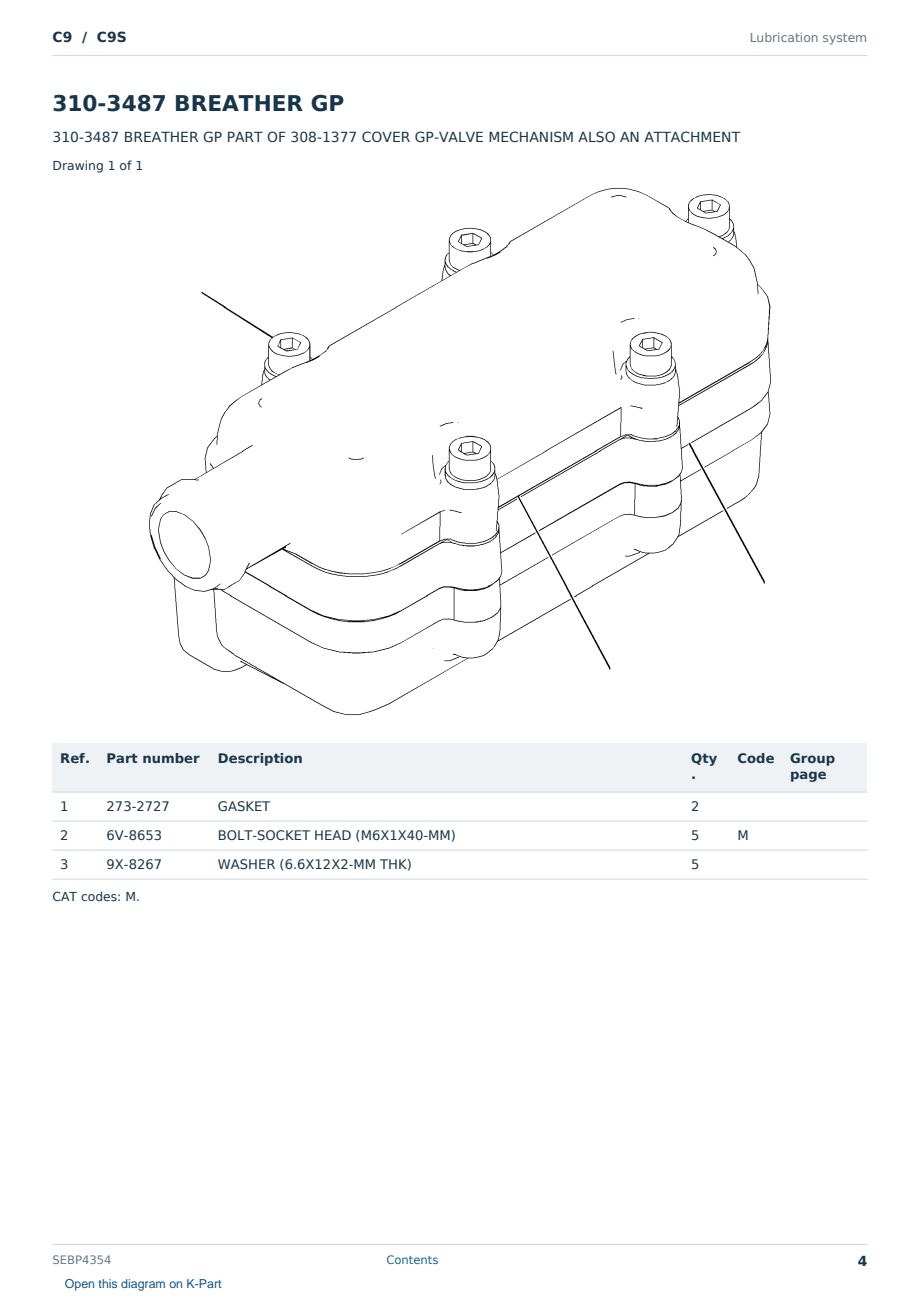 Caterpillar C9 S/N C9S Partsbook SEBP4354 (English) - sample page 4 of 10 Caterpillar C9 S/N C9S Partsbook SEBP4354 (English) - sample page 4 of 10