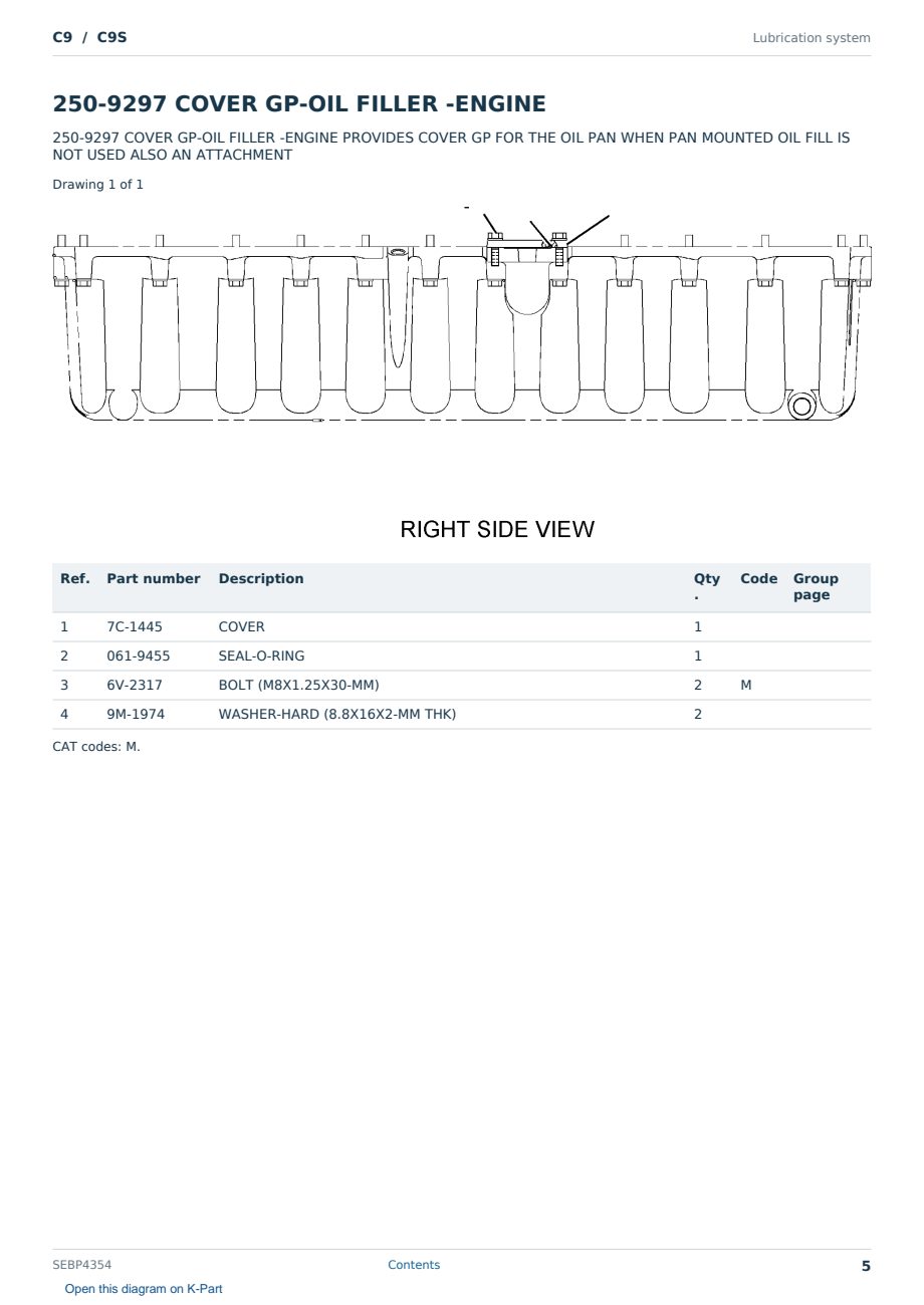 Caterpillar C9 S/N C9S Partsbook SEBP4354 (English) - sample page 5 of 10 Caterpillar C9 S/N C9S Partsbook SEBP4354 (English) - sample page 5 of 10