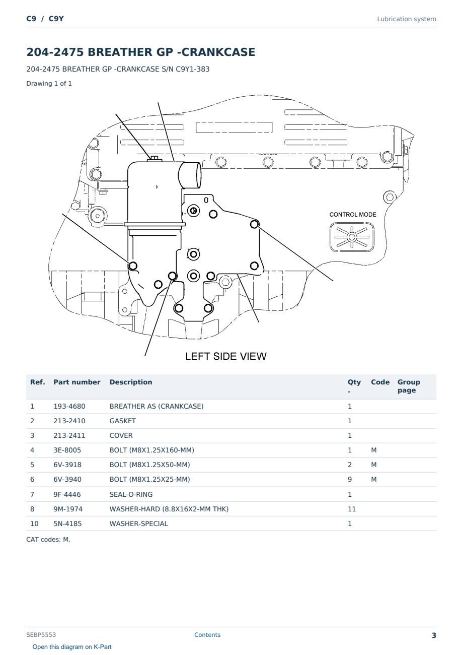 Caterpillar C9 S/N C9Y Partsbook SEBP5553 (English) - sample page 3 of 10 Caterpillar C9 S/N C9Y Partsbook SEBP5553 (English) - sample page 3 of 10