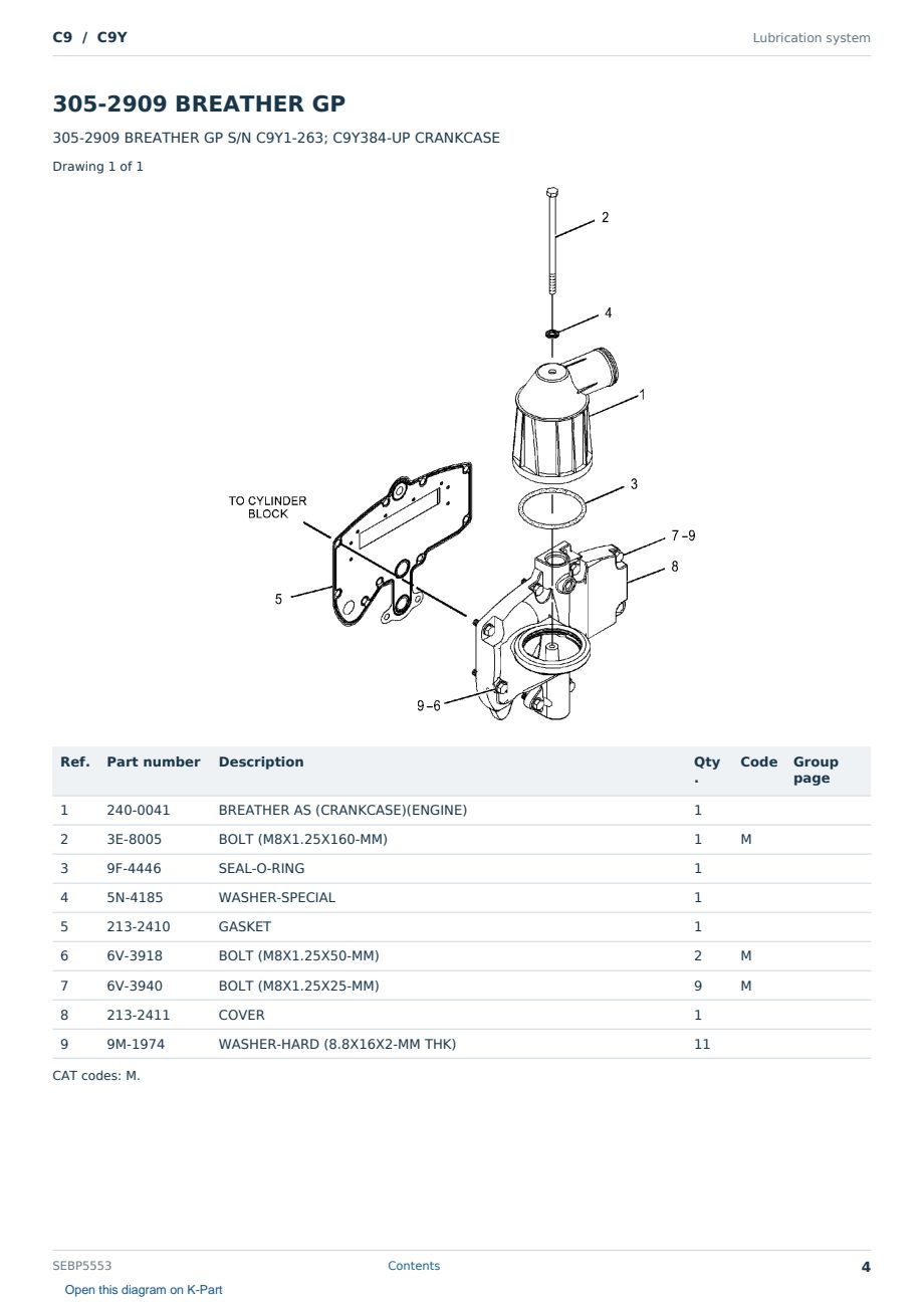 Caterpillar C9 S/N C9Y Partsbook SEBP5553 (English) - sample page 4 of 10 Caterpillar C9 S/N C9Y Partsbook SEBP5553 (English) - sample page 4 of 10