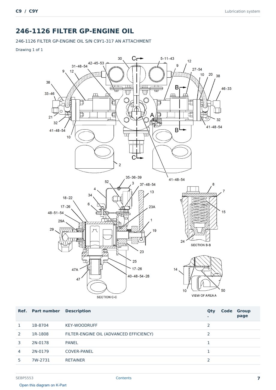 Caterpillar C9 S/N C9Y Partsbook SEBP5553 (English) - sample page 7 of 10 Caterpillar C9 S/N C9Y Partsbook SEBP5553 (English) - sample page 7 of 10