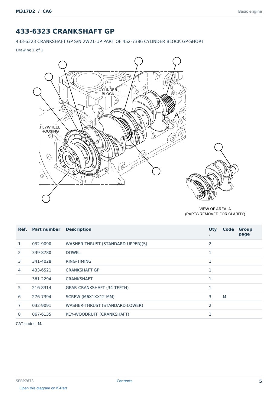Caterpillar M317D2 S/N CA6 Partsbook SEBP7673 (English) - sample page 5 of 10 Caterpillar M317D2 S/N CA6 Partsbook SEBP7673 (English) - sample page 5 of 10