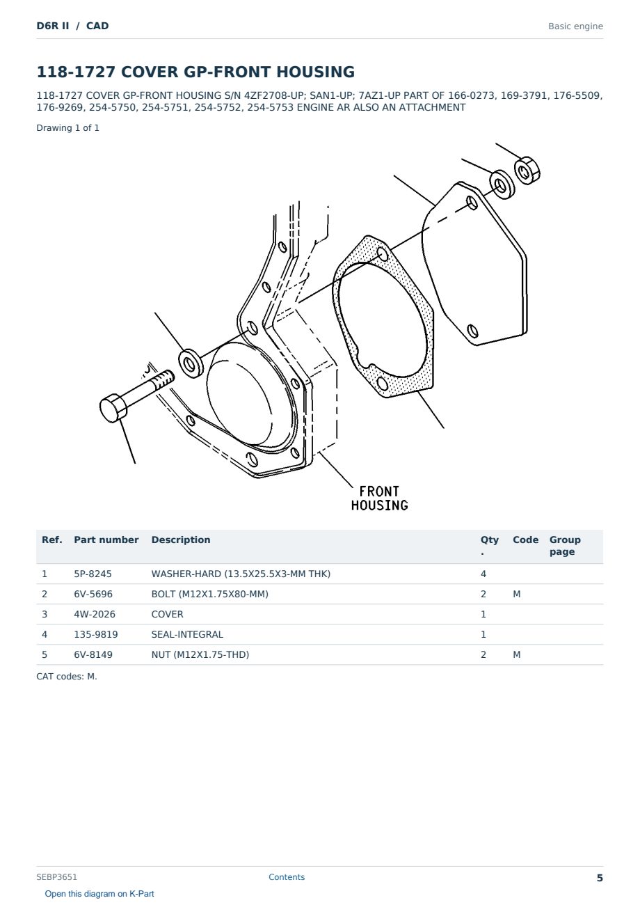 Caterpillar D6R II S/N CAD Partsbook SEBP3651 (English) - sample page 5 of 10 Caterpillar D6R II S/N CAD Partsbook SEBP3651 (English) - sample page 5 of 10
