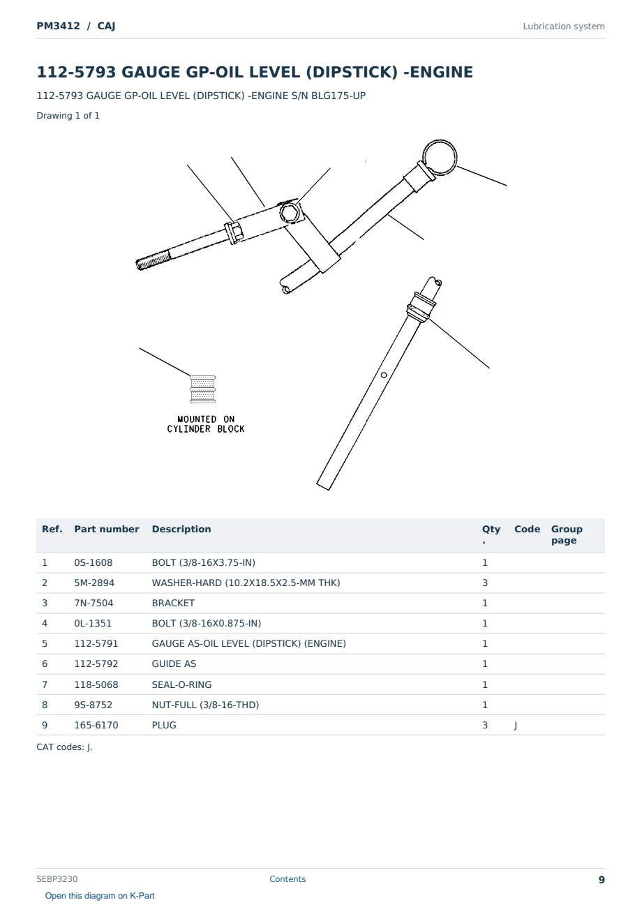 Caterpillar PM3412 S/N CAJ Partsbook SEBP3230 (English) - sample page 9 of 10 Caterpillar PM3412 S/N CAJ Partsbook SEBP3230 (English) - sample page 9 of 10