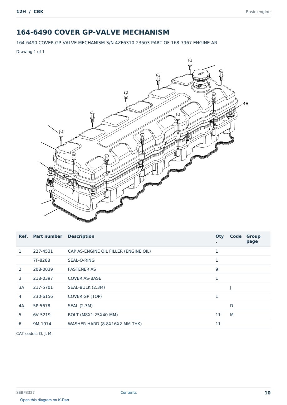 Caterpillar 12H S/N CBK Partsbook SEBP3327 (English) - sample page 10 of 10 Caterpillar 12H S/N CBK Partsbook SEBP3327 (English) - sample page 10 of 10