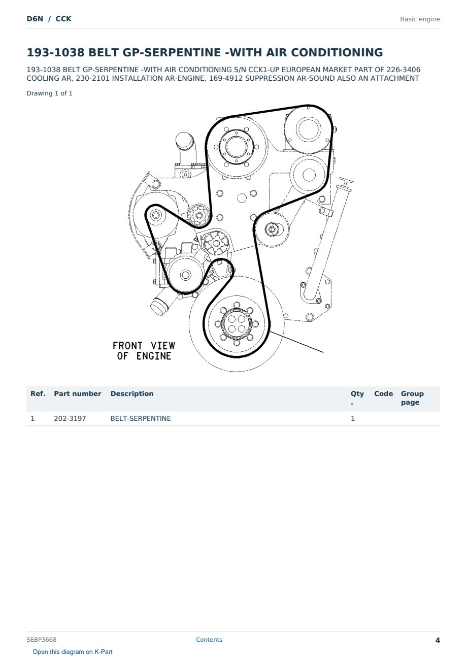 Caterpillar D6N S/N CCK Partsbook SEBP3668 (English) - sample page 4 of 10 Caterpillar D6N S/N CCK Partsbook SEBP3668 (English) - sample page 4 of 10