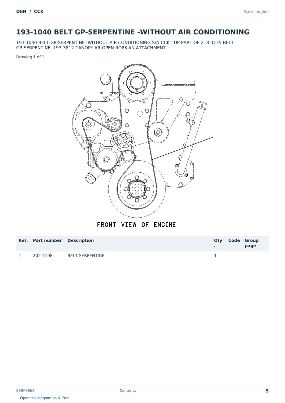 Caterpillar D6N S/N CCK Partsbook SEBP3668 (English) - sample page 5 of 10 Caterpillar D6N S/N CCK Partsbook SEBP3668 (English) - sample page 5 of 10