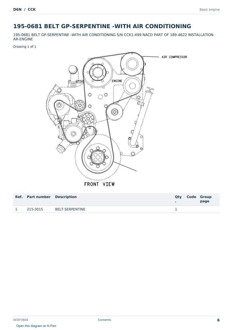 Caterpillar D6N S/N CCK Partsbook SEBP3668 (English) - sample page 6 of 10 Caterpillar D6N S/N CCK Partsbook SEBP3668 (English) - sample page 6 of 10
