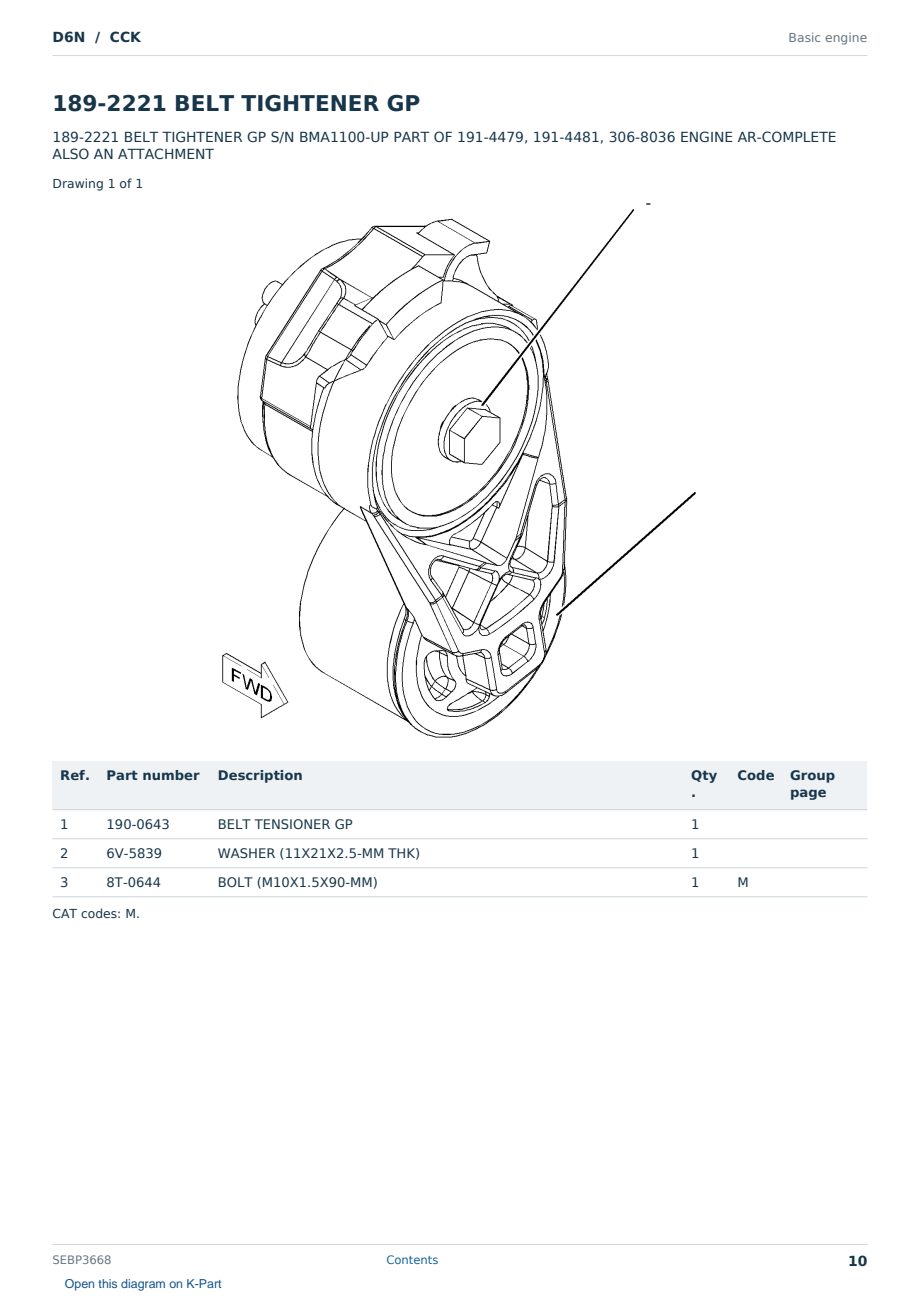 Caterpillar D6N S/N CCK Partsbook SEBP3668 (English) - sample page 10 of 10 Caterpillar D6N S/N CCK Partsbook SEBP3668 (English) - sample page 10 of 10