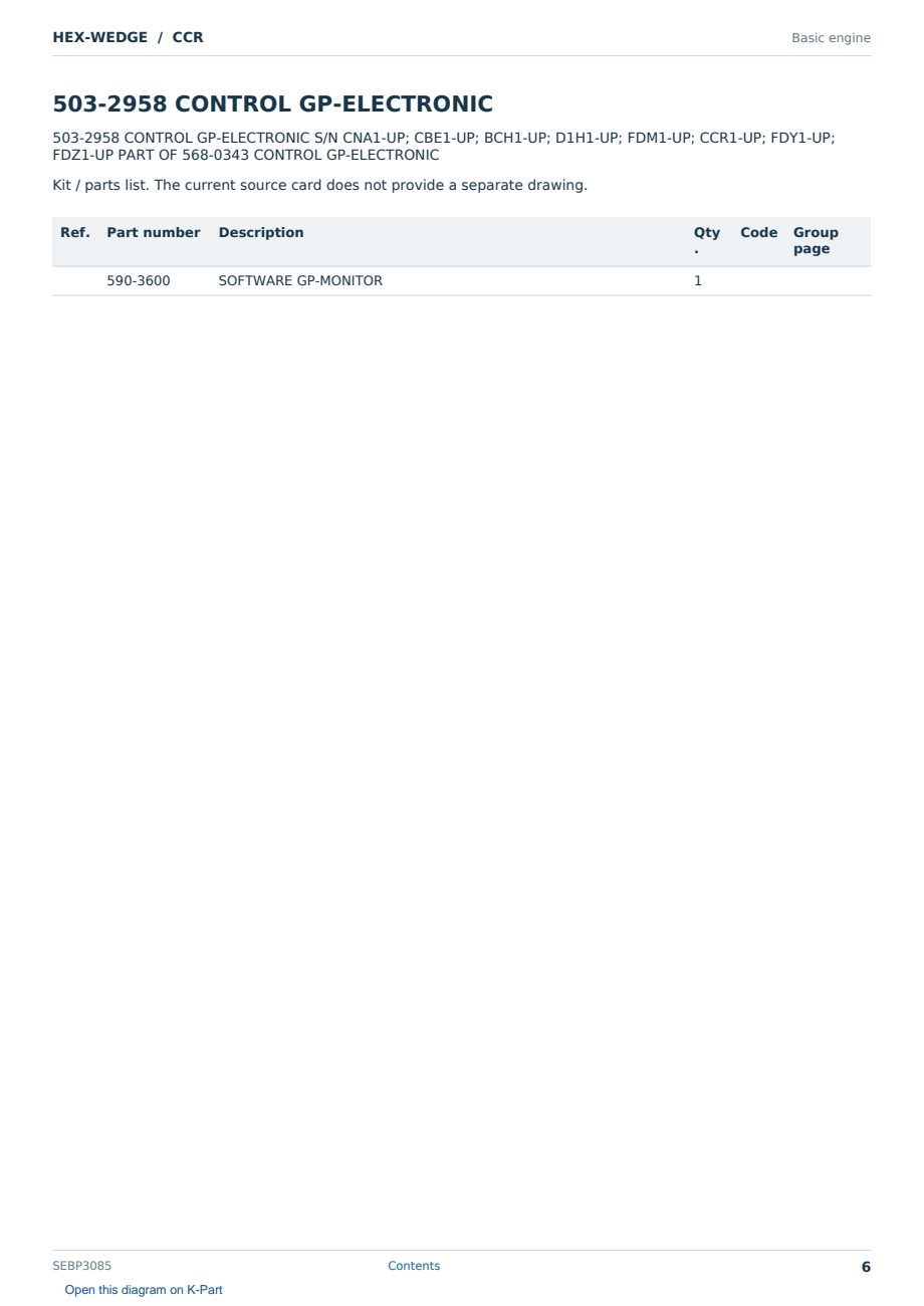 Caterpillar HEX-WEDGE S/N CCR Partsbook SEBP3085 (English) - sample page 6 of 10 Caterpillar HEX-WEDGE S/N CCR Partsbook SEBP3085 (English) - sample page 6 of 10