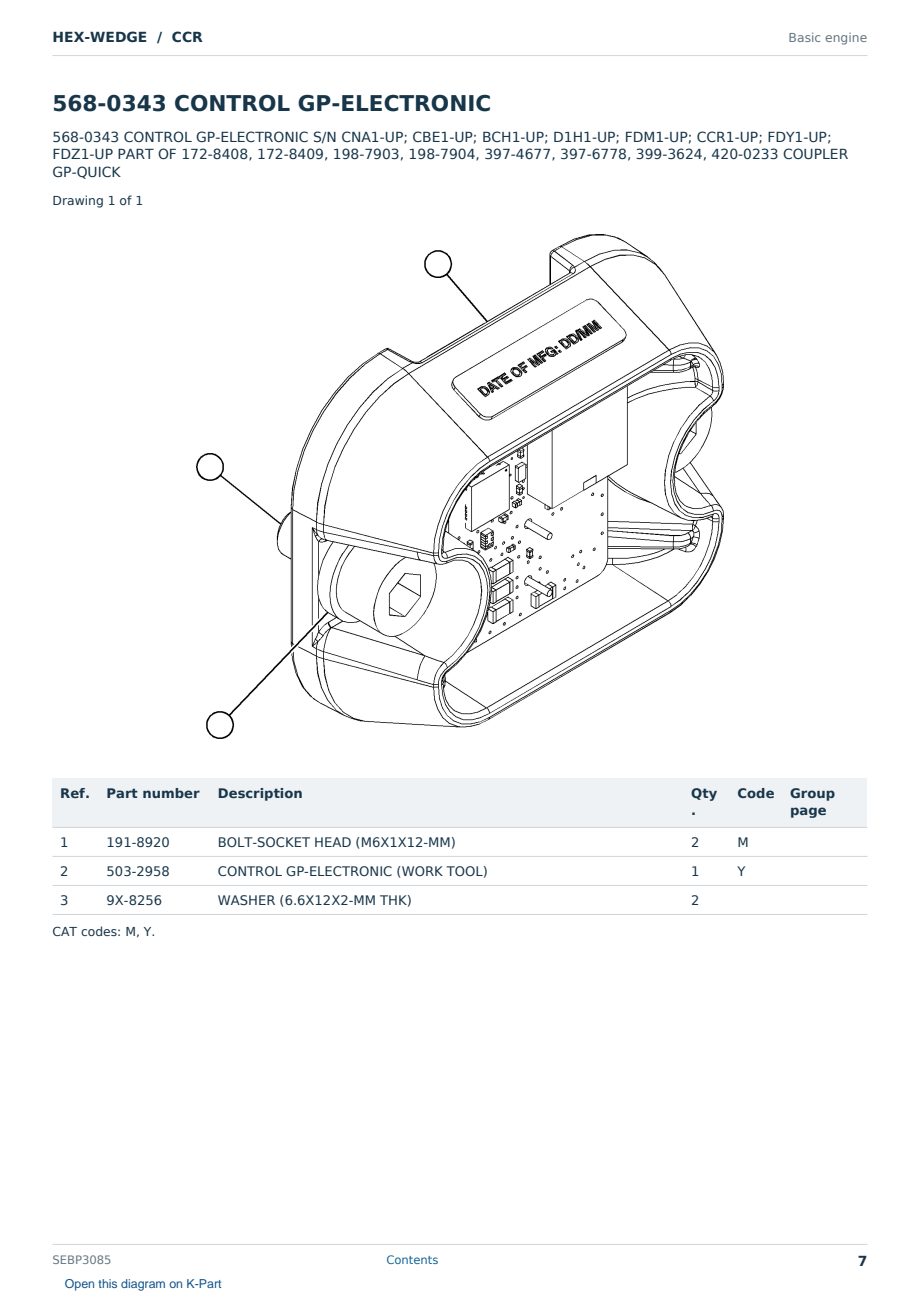Caterpillar HEX-WEDGE S/N CCR Partsbook SEBP3085 (English) - sample page 7 of 10 Caterpillar HEX-WEDGE S/N CCR Partsbook SEBP3085 (English) - sample page 7 of 10