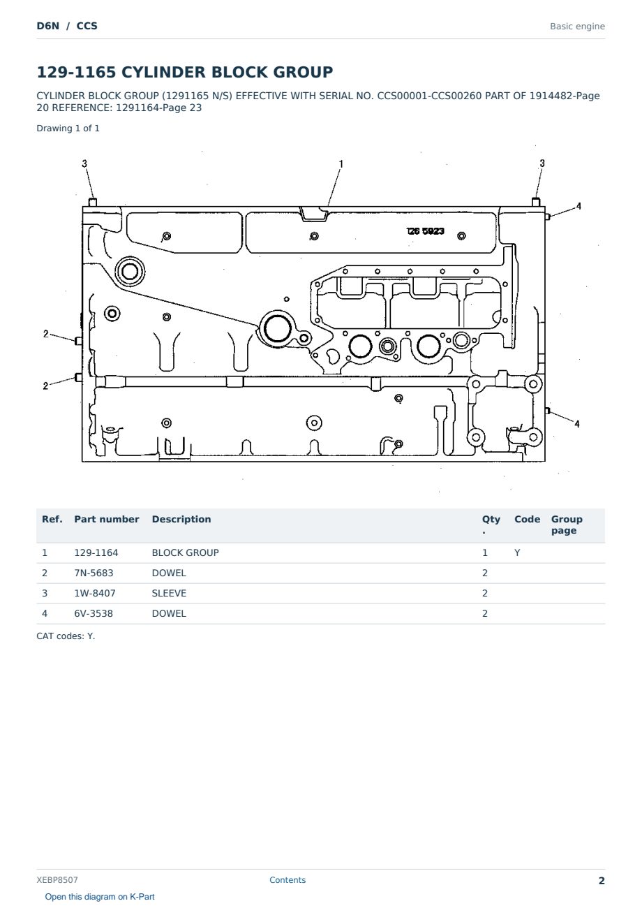 Caterpillar D6N S/N CCS Partsbook XEBP8507 (English) - sample page 2 of 10 Caterpillar D6N S/N CCS Partsbook XEBP8507 (English) - sample page 2 of 10