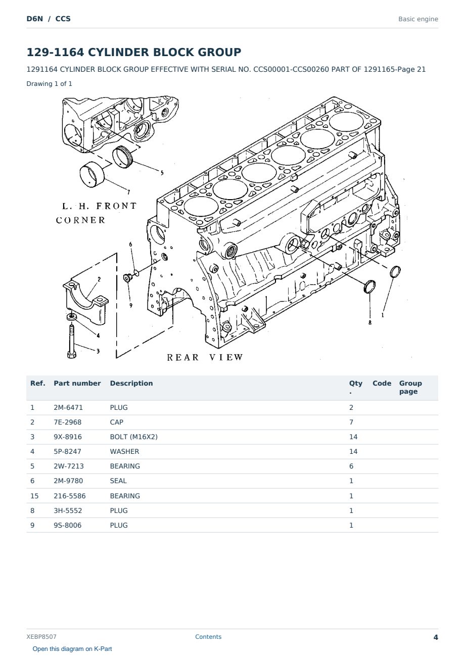 Caterpillar D6N S/N CCS Partsbook XEBP8507 (English) - sample page 4 of 10 Caterpillar D6N S/N CCS Partsbook XEBP8507 (English) - sample page 4 of 10