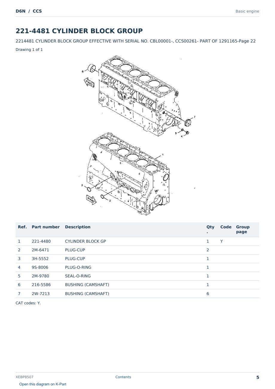 Caterpillar D6N S/N CCS Partsbook XEBP8507 (English) - sample page 5 of 10 Caterpillar D6N S/N CCS Partsbook XEBP8507 (English) - sample page 5 of 10