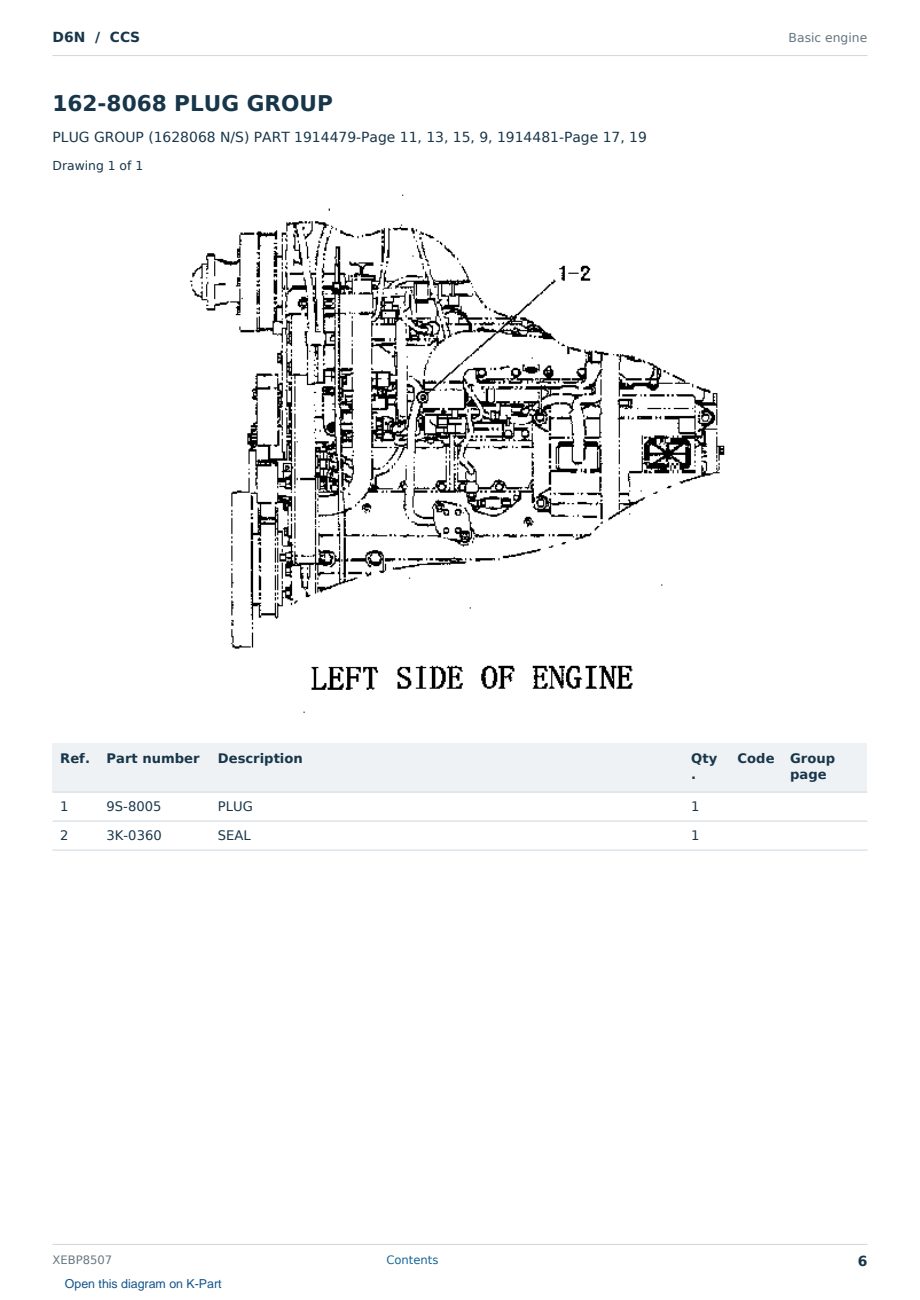 Caterpillar D6N S/N CCS Partsbook XEBP8507 (English) - sample page 6 of 10 Caterpillar D6N S/N CCS Partsbook XEBP8507 (English) - sample page 6 of 10