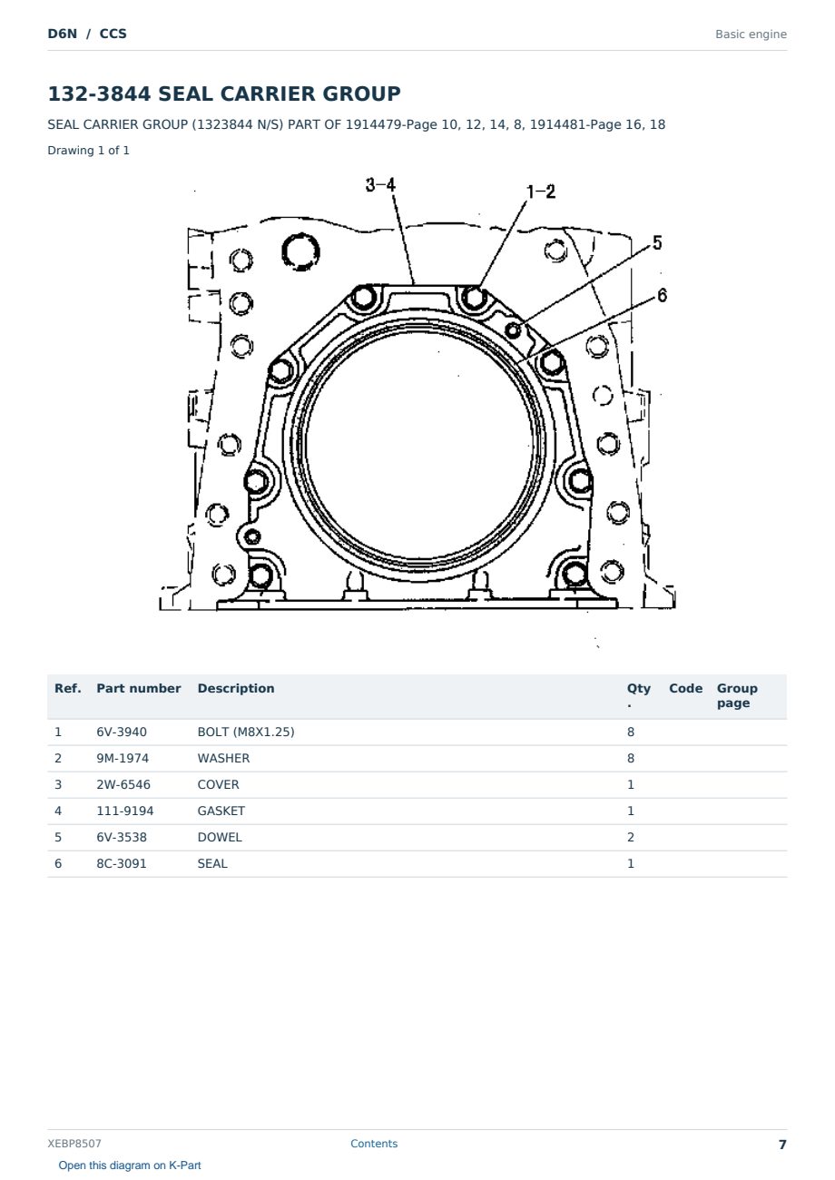 Caterpillar D6N S/N CCS Partsbook XEBP8507 (English) - sample page 7 of 10 Caterpillar D6N S/N CCS Partsbook XEBP8507 (English) - sample page 7 of 10