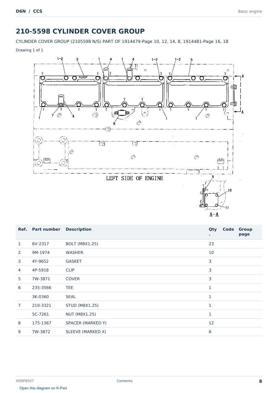 Caterpillar D6N S/N CCS Partsbook XEBP8507 (English) - sample page 8 of 10 Caterpillar D6N S/N CCS Partsbook XEBP8507 (English) - sample page 8 of 10
