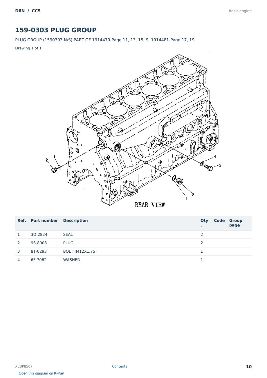Caterpillar D6N S/N CCS Partsbook XEBP8507 (English) - sample page 10 of 10 Caterpillar D6N S/N CCS Partsbook XEBP8507 (English) - sample page 10 of 10