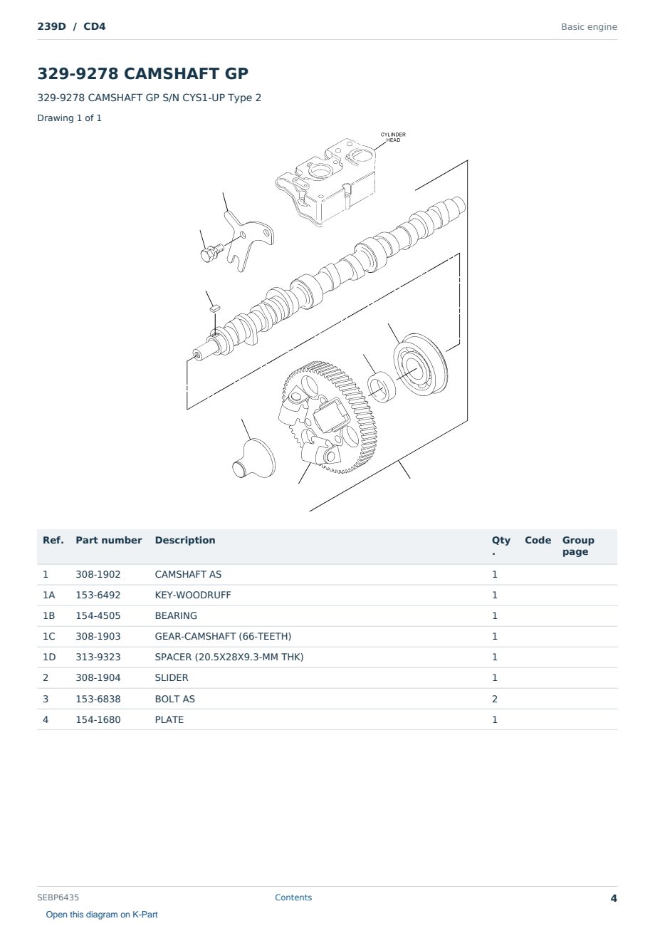 Caterpillar 239D S/N CD4 Partsbook SEBP6435 (English) - sample page 4 of 10 Caterpillar 239D S/N CD4 Partsbook SEBP6435 (English) - sample page 4 of 10