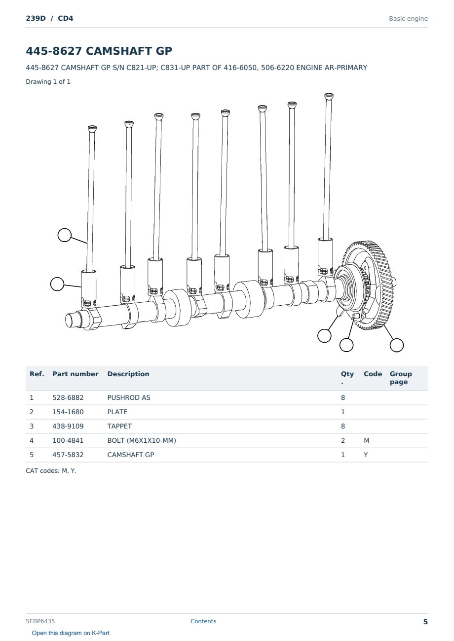 Caterpillar 239D S/N CD4 Partsbook SEBP6435 (English) - sample page 5 of 10 Caterpillar 239D S/N CD4 Partsbook SEBP6435 (English) - sample page 5 of 10