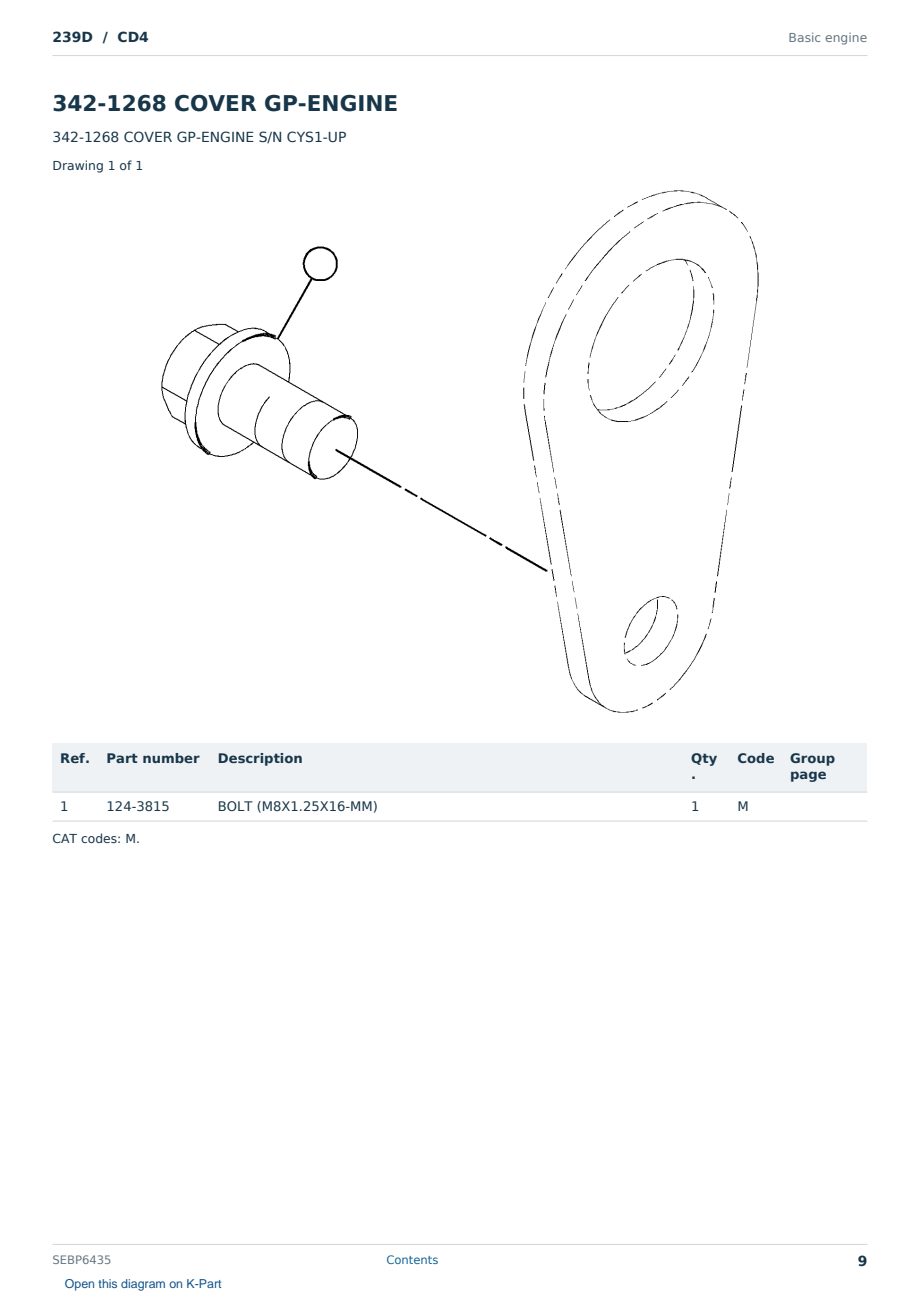 Caterpillar 239D S/N CD4 Partsbook SEBP6435 (English) - sample page 9 of 10 Caterpillar 239D S/N CD4 Partsbook SEBP6435 (English) - sample page 9 of 10