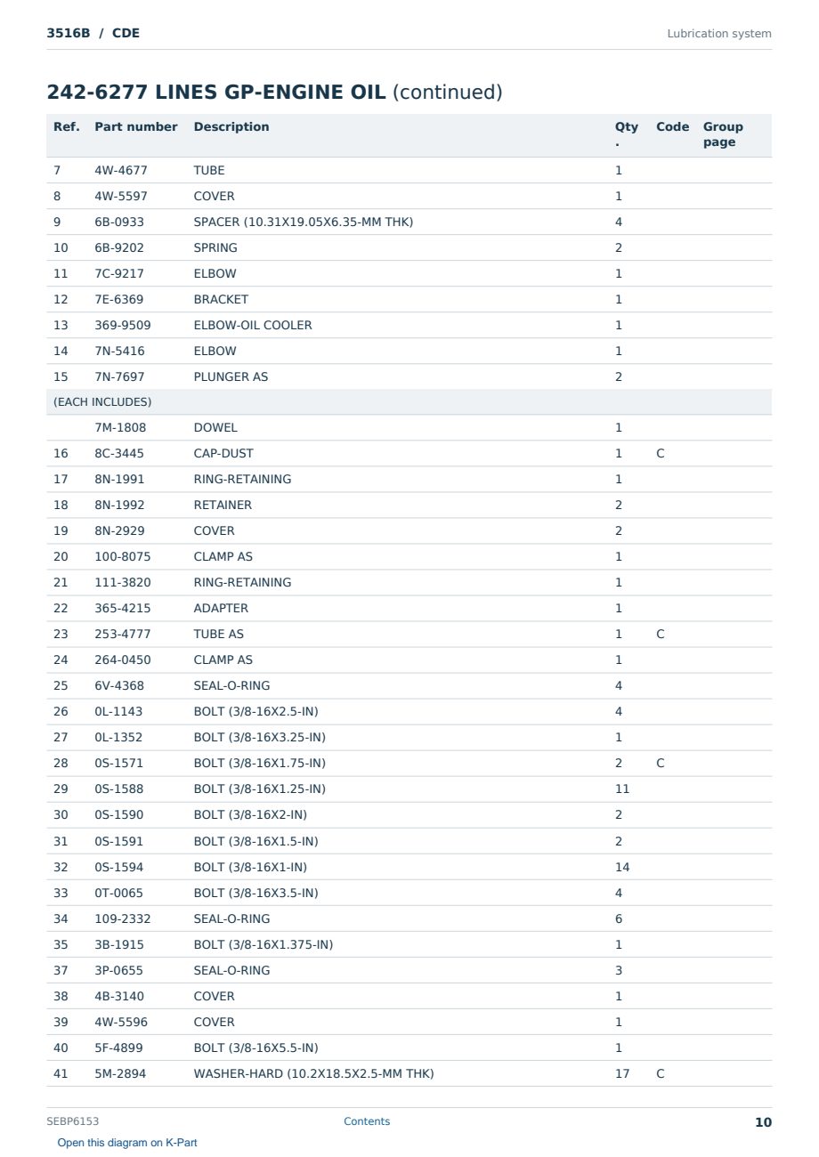 Caterpillar 3516B S/N CDE Partsbook SEBP6153 (English) - sample page 10 of 10 Caterpillar 3516B S/N CDE Partsbook SEBP6153 (English) - sample page 10 of 10