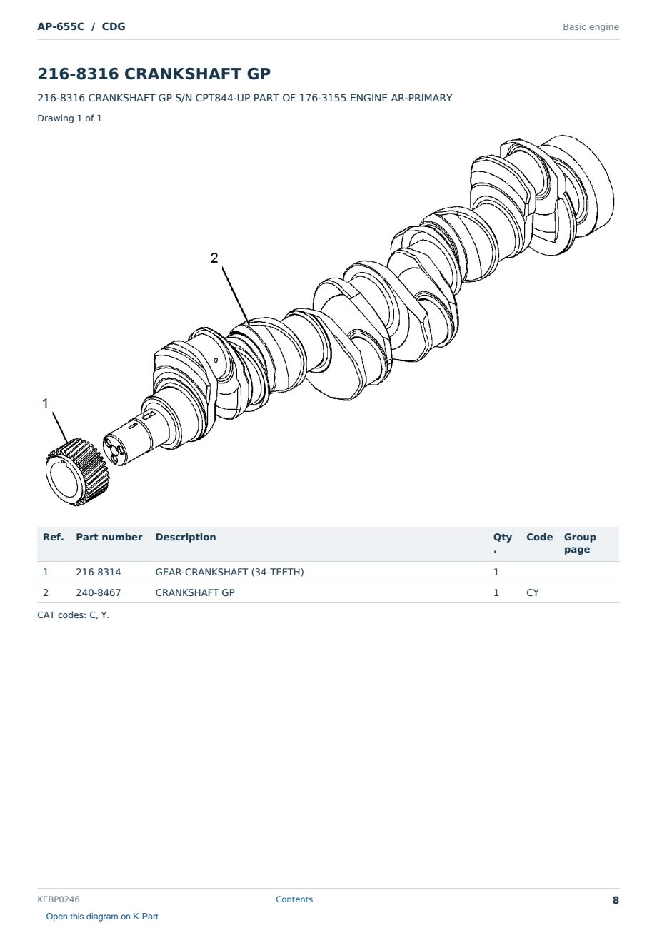 Caterpillar AP-655C S/N CDG Partsbook KEBP0246 (English) - sample page 8 of 10 Caterpillar AP-655C S/N CDG Partsbook KEBP0246 (English) - sample page 8 of 10