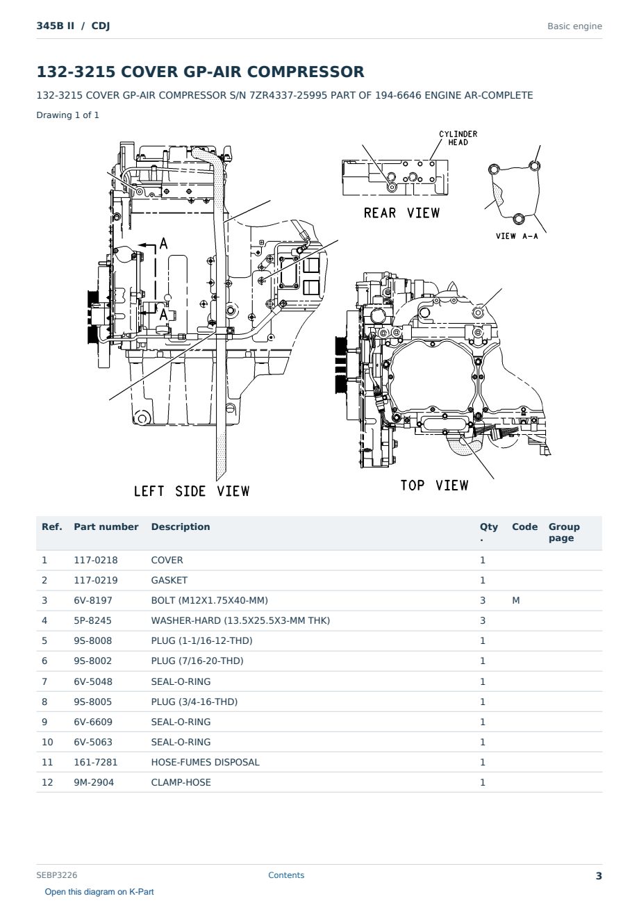Caterpillar 345B II S/N CDJ Partsbook SEBP3226 (English) - sample page 3 of 10 Caterpillar 345B II S/N CDJ Partsbook SEBP3226 (English) - sample page 3 of 10