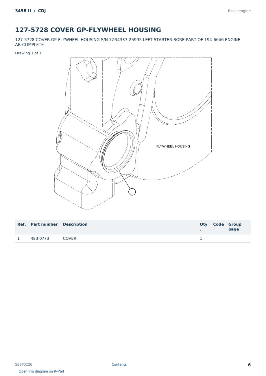 Caterpillar 345B II S/N CDJ Partsbook SEBP3226 (English) - sample page 6 of 10 Caterpillar 345B II S/N CDJ Partsbook SEBP3226 (English) - sample page 6 of 10