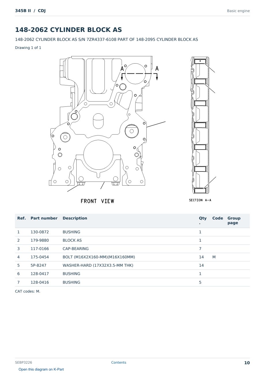 Caterpillar 345B II S/N CDJ Partsbook SEBP3226 (English) - sample page 10 of 10 Caterpillar 345B II S/N CDJ Partsbook SEBP3226 (English) - sample page 10 of 10