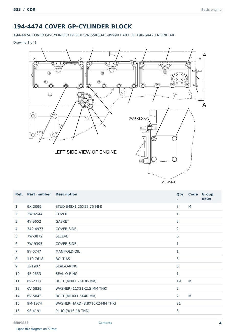 Caterpillar 533 S/N CDR Partsbook SEBP3358 (English) - sample page 4 of 10 Caterpillar 533 S/N CDR Partsbook SEBP3358 (English) - sample page 4 of 10