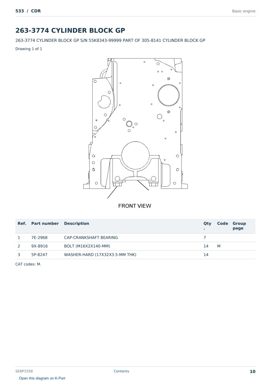 Caterpillar 533 S/N CDR Partsbook SEBP3358 (English) - sample page 10 of 10 Caterpillar 533 S/N CDR Partsbook SEBP3358 (English) - sample page 10 of 10